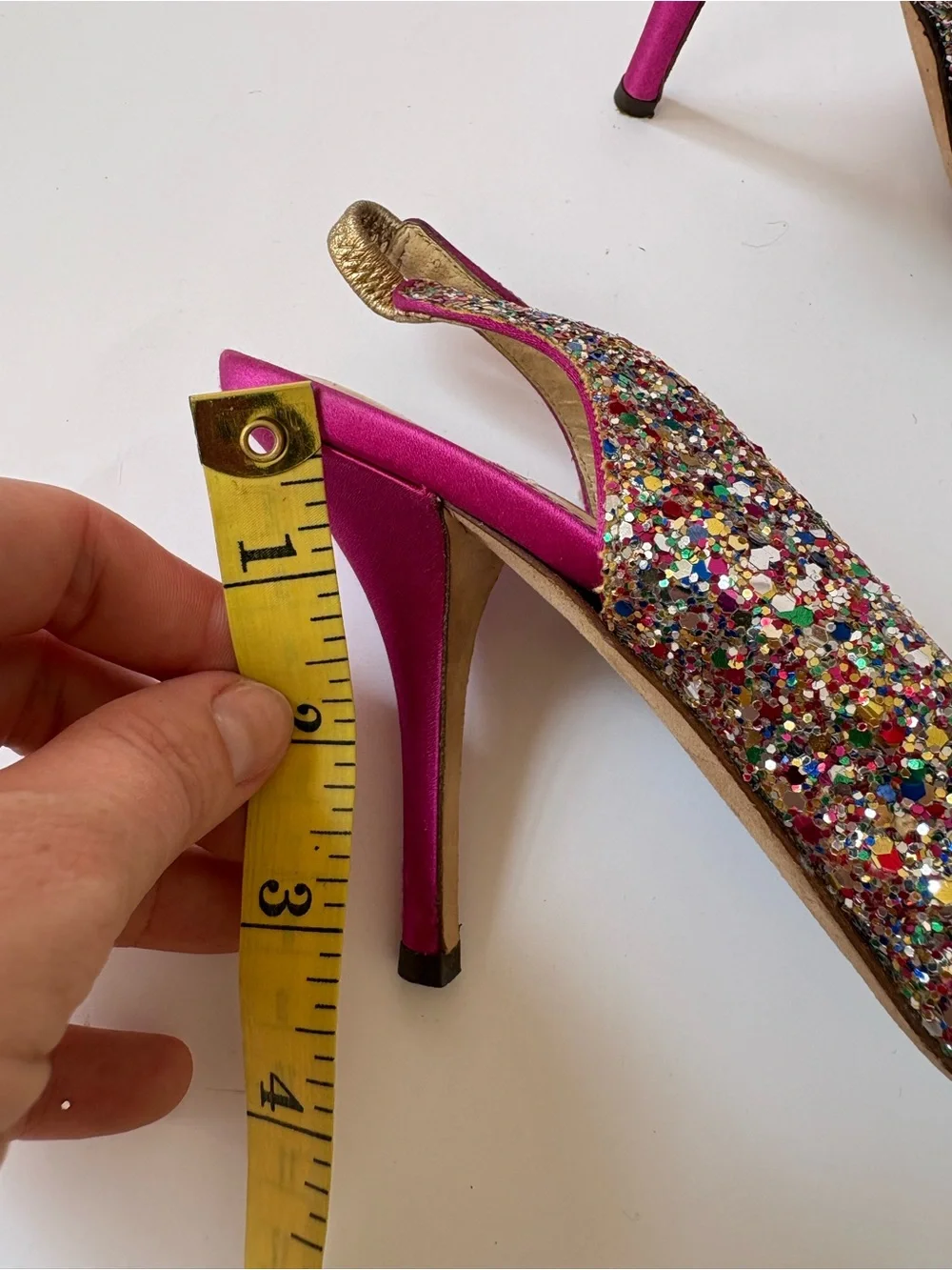 Kate Spade Glitter/Sparkle Hot Pink Slingback Satin Heels 6.5 Party Statement